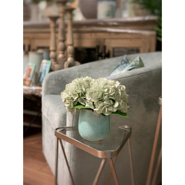 Charlton Home® Faux Blue Hydrangea in Ceramic Vase & Reviews | Wayfair